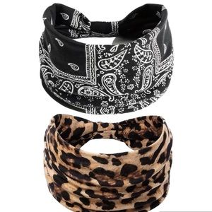 2 For 20$ 2 Piece Boho Headband. Cheetah and Black Paisley. Brand New